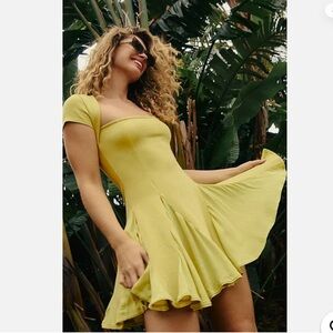 Free People Lexi Mini Dress in Silent Lime